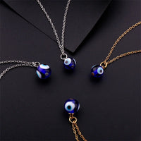 Collar de Ojo Azul de la suerte turco para mujer, gargantilla de cadena de cuero con colgante de ojo malvado grande redondo, corazón geométrico Vintage, joyería