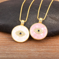 Nidin nueva moda forma redonda mal de ojo incrustaciones de circón colgante collar para mujeres fiesta de cumpleaños cadena de lujo gargantilla joyería regalos