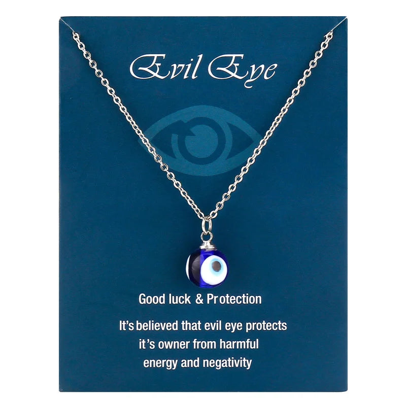 Collar de Ojo Azul de la suerte turco para mujer, gargantilla de cadena de cuero con colgante de ojo malvado grande redondo, corazón geométrico Vintage, joyería