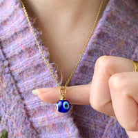Collar de Ojo Azul de la suerte turco para mujer, gargantilla de cadena de cuero con colgante de ojo malvado grande redondo, corazón geométrico Vintage, joyería