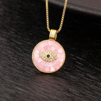 Nidin nueva moda forma redonda mal de ojo incrustaciones de circón colgante collar para mujeres fiesta de cumpleaños cadena de lujo gargantilla joyería regalos