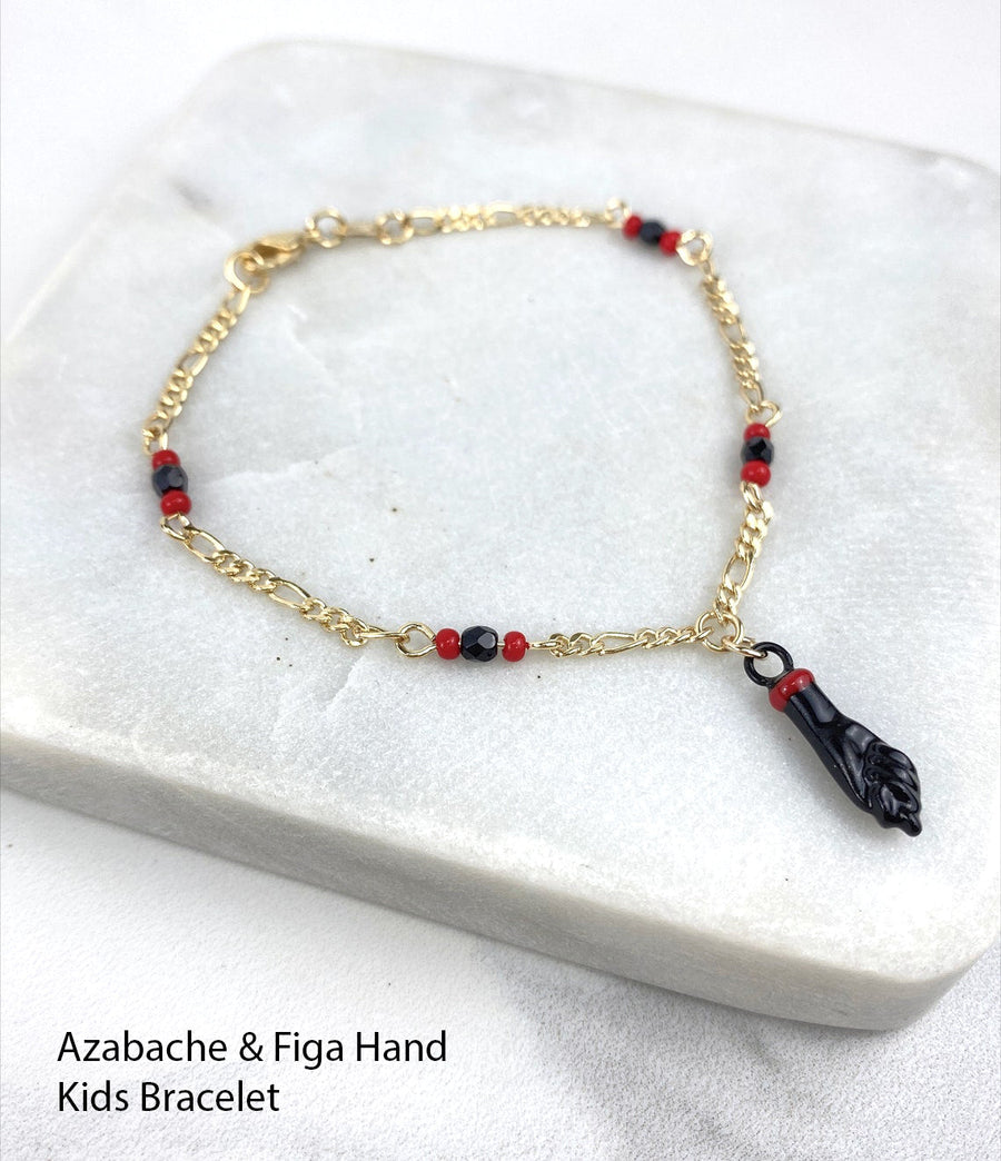 Pulseras Azabache Mano Figa Mamá e Hijo Oro 18K