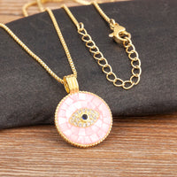 Nidin nueva moda forma redonda mal de ojo incrustaciones de circón colgante collar para mujeres fiesta de cumpleaños cadena de lujo gargantilla joyería regalos