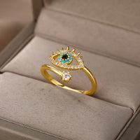 Anillo Ojo Turco Dorado Moderno