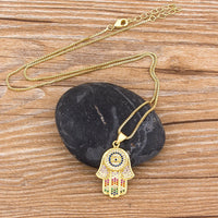 Nidin Dropshipping Hamsa collar de mal de ojo para mujeres Collares colorido palma Fátima collar fino fiesta cumpleaños joyería regalo
