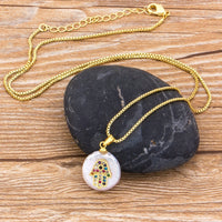 Nidin nueva moda pavo ojo azul manos de Hamsa palmera de Fátima CZ colgante para mujeres joyería de cobre al por mayor collar de cadena de la suerte