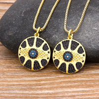 Nidin, nuevo diseño, colgante redondo de mal de ojo turco, joyería de la suerte de circón para niñas a la moda, collar colorido, los mejores regalos de fiesta de cumpleaños