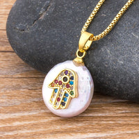 Nidin nueva moda pavo ojo azul manos de Hamsa palmera de Fátima CZ colgante para mujeres joyería de cobre al por mayor collar de cadena de la suerte