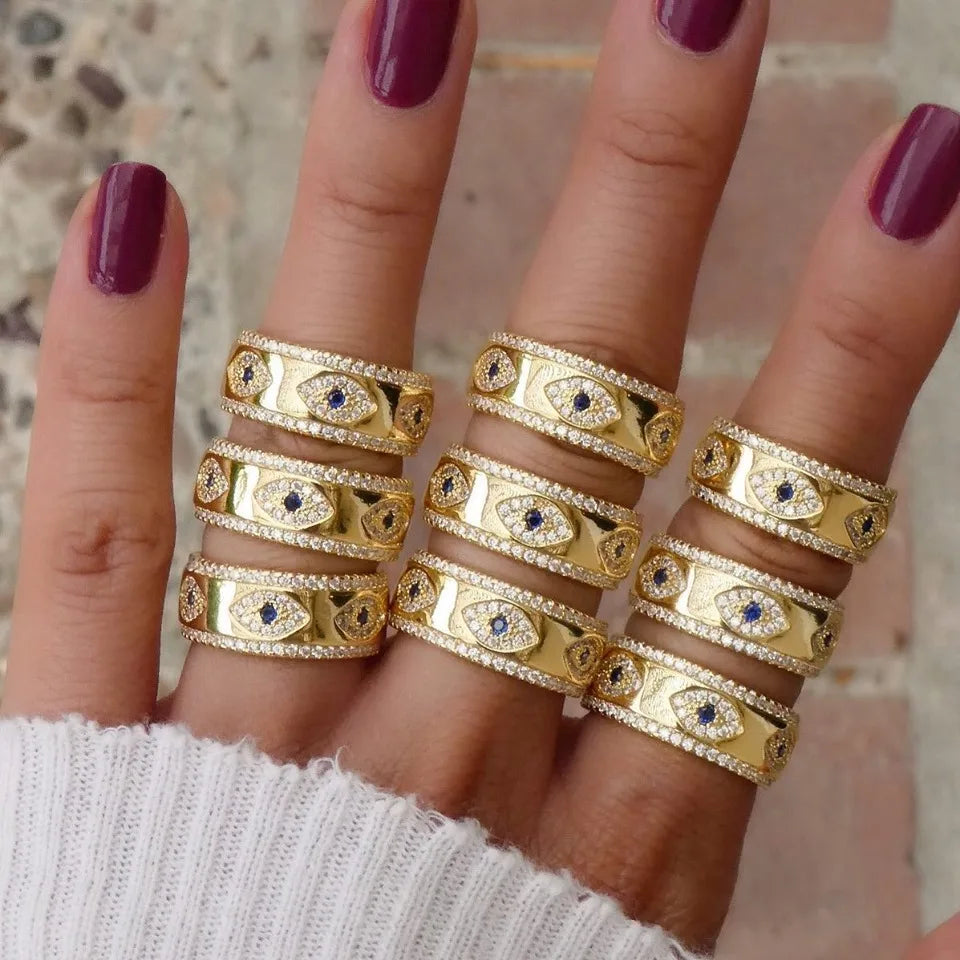 Anillo Ojo Turco Ancho Grabado