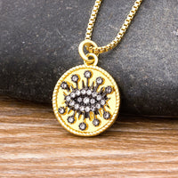 Nidin, nuevo diseño, colgante redondo de mal de ojo turco, joyería de la suerte de circón para niñas a la moda, collar colorido, los mejores regalos de fiesta de cumpleaños
