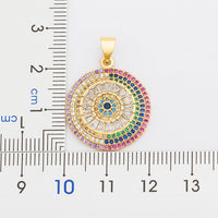 Nidin, nuevo diseño, colgante redondo de mal de ojo turco, joyería de la suerte de circón para niñas a la moda, collar colorido, los mejores regalos de fiesta de cumpleaños