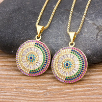 Nidin, nuevo diseño, colgante redondo de mal de ojo turco, joyería de la suerte de circón para niñas a la moda, collar colorido, los mejores regalos de fiesta de cumpleaños