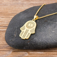 Nidin Dropshipping Hamsa collar de mal de ojo para mujeres Collares colorido palma Fátima collar fino fiesta cumpleaños joyería regalo