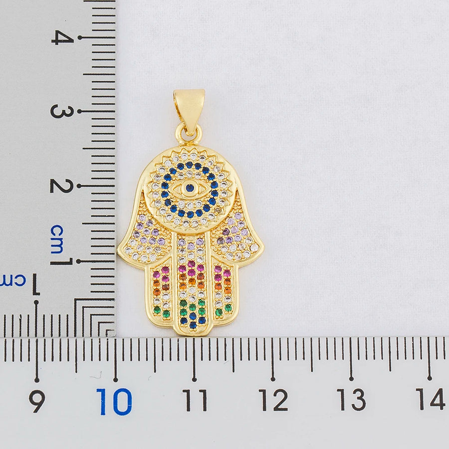 Nidin Dropshipping Hamsa collar de mal de ojo para mujeres Collares colorido palma Fátima collar fino fiesta cumpleaños joyería regalo