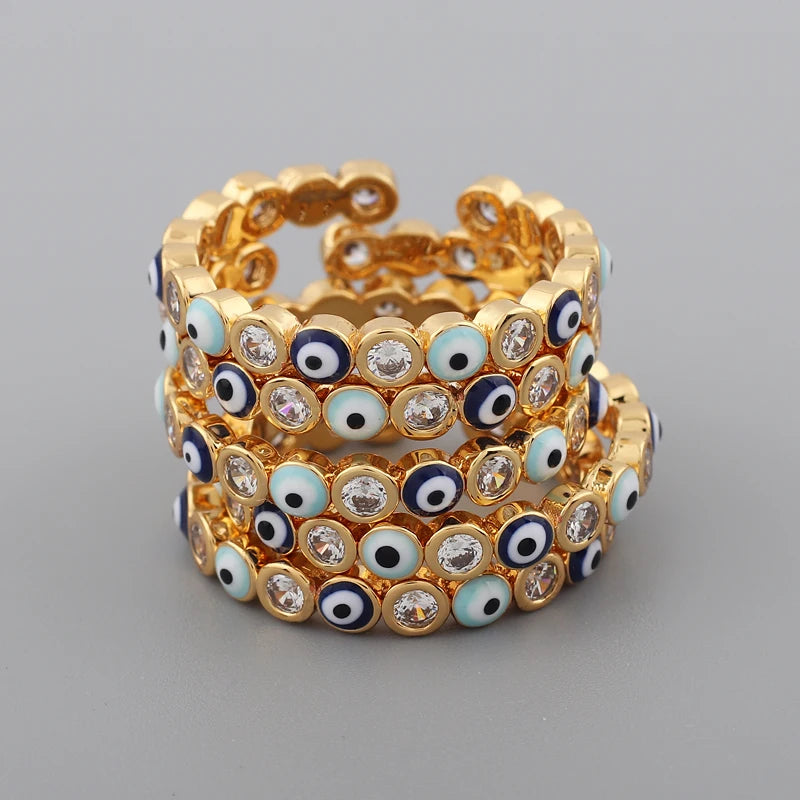 Anillo Ojo Turco Arcoíris Oro 18K