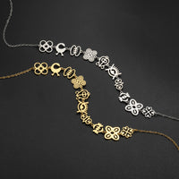 Collar con Símbolos Africanos Adinkra de Lucktune, Collar de Acero Inoxidable para Mujer con Sankofa y Ojo Turco, Amuleto de Protección, Regalos de Joyería