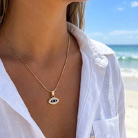 Collar de Acero Inoxidable Estilo Bohemio con Ojo Turco para Mujer, Versátil, con Diferentes Diseños de Cadena, Colgante de Ojo, Joyería de Cadena para Clavícula