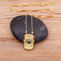 AIBEF, nueva tendencia, cuadrado con incrustaciones, colgante geométrico de mal de ojo de la suerte, collar de circón, joyería Punk Rock para mujer, regalo personalizado