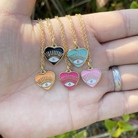 Collar de acero inoxidable con forma de corazón y mal de ojo para mujer, joyería de moda, chapado en oro, estilo bohemio