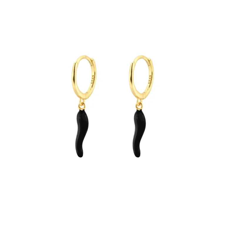Pendientes colgantes con colgante de chile para mujer, aretes rellenos de esmalte rojo, cadenas de Color dorado, collares, conjunto de joyería