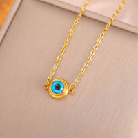 Skyrim-collar de mal de ojo azul turco para mujer, joyería de protección de buena suerte de acero inoxidable, cadena de cuello de Color dorado, regalo de cumpleaños