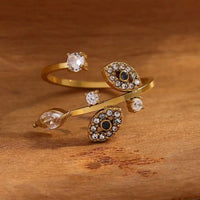 Anillo Ojo Turco Hoja Dorada