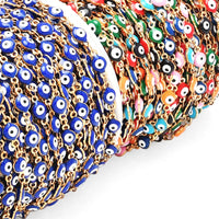 Cadena con colgante de mal de ojo colorido de 1/5/10 metros, collar de joyería para mujer, gargantilla de oro de moda turca de la suerte, cadena para niñas, joyería Diy