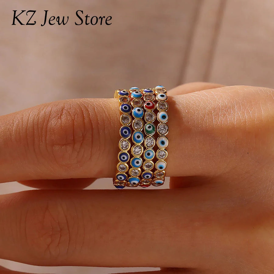 Anillo Ojo Turco Arcoíris Bohemio