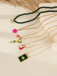 Collar bohemio apilado de 5 uds., tinta de ojo del diablo, cuentas verdes, borla, flor, diseño de múltiples dijes, regalo de joyería diaria para mujer
