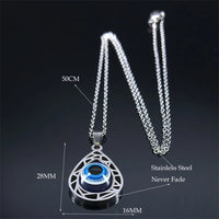 Collar con colgante de ojo azul malvado turco para mujeres y hombres, amuleto de ojos de la suerte de Color plateado de acero inoxidable, joyería de protección N8022S01