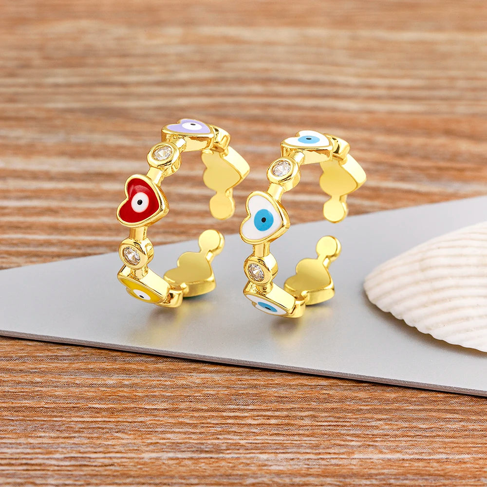 Anillo Ojo Turco Corazón Circonita