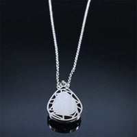 Collar con colgante de ojo azul malvado turco para mujeres y hombres, amuleto de ojos de la suerte de Color plateado de acero inoxidable, joyería de protección N8022S01