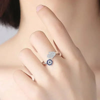 Anillo Mano de Fátima Ojo Turco Plata 925