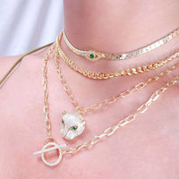 Collar de cadena con diseño de ojo turco y serpiente, recién lanzado, con cadena de clavícula de circonitas multicolores chapadas en oro para joyería de cuello femenina