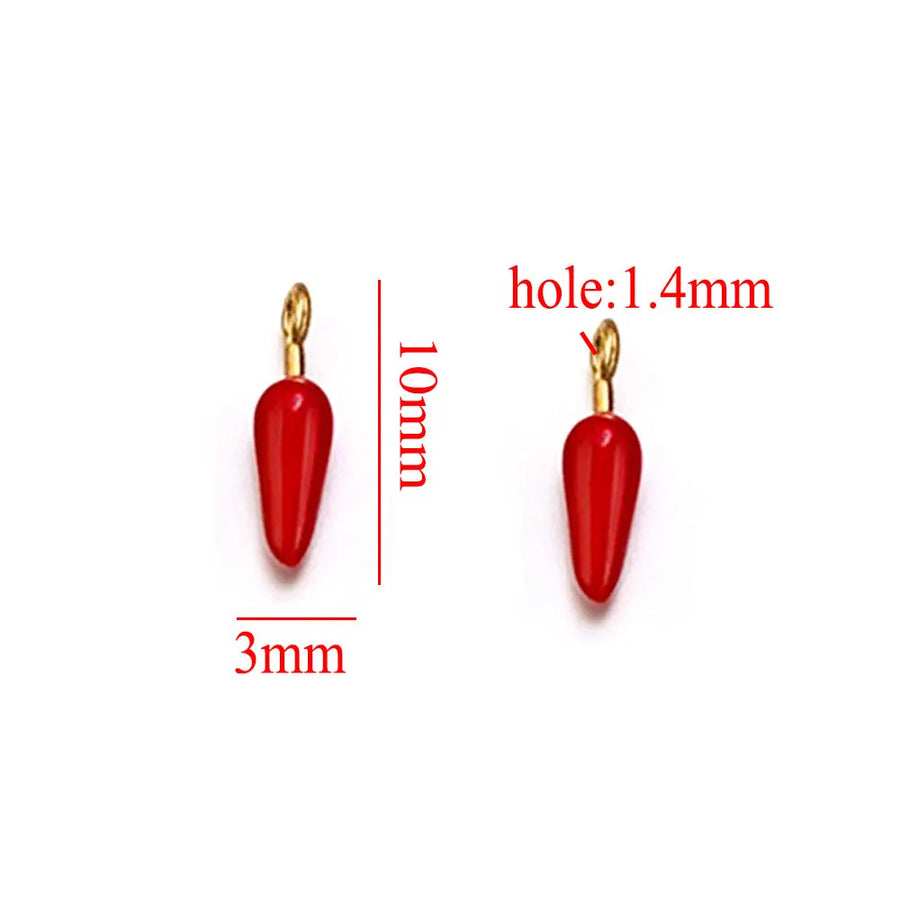 5 piezas de dijes de acero inoxidable con forma de chile, esmaltados en rojo, multicolor, para la fabricación de pendientes, joyas, collares y pulseras DIY
