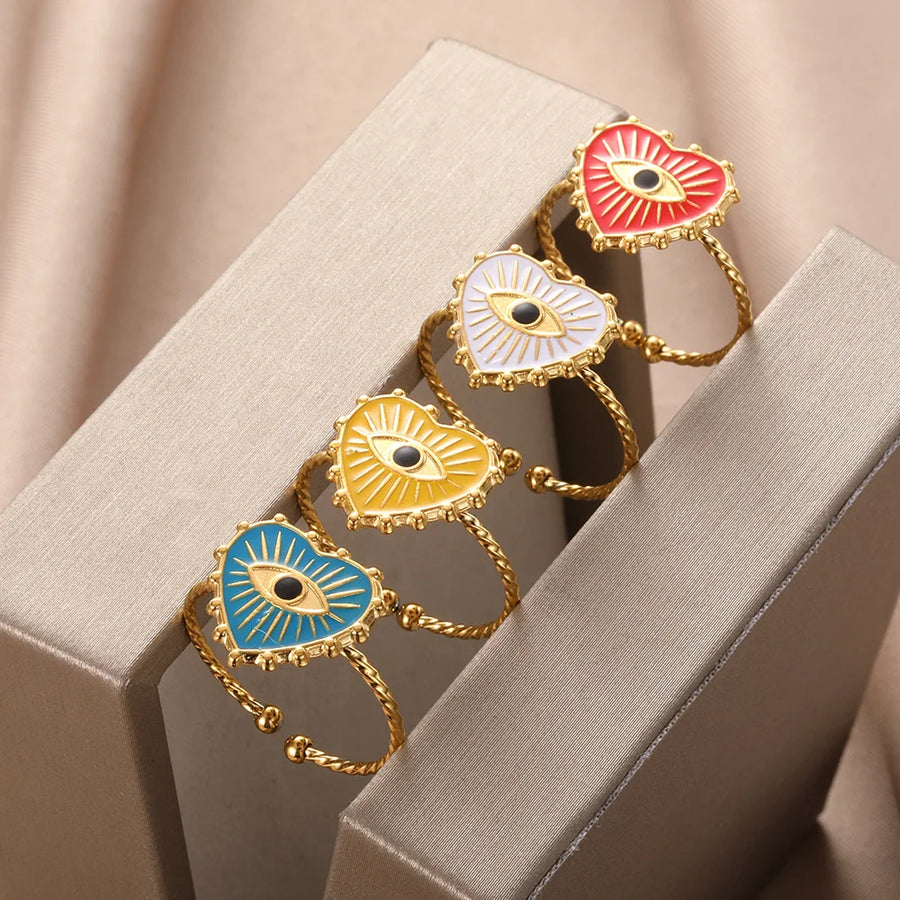 Anillo Ojo Turco Corazón Dorado