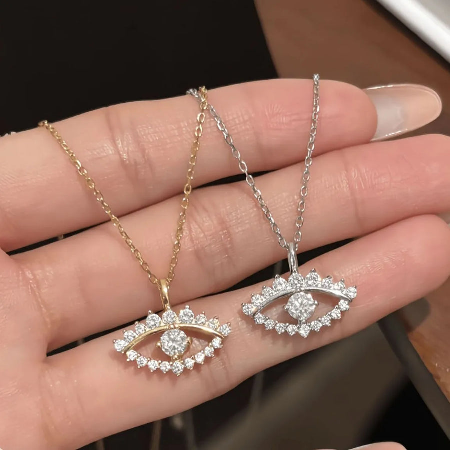 Collar con Colgante de Ojo Turco de Plata de Ley S925 con Moissanita de 0.3CT para Mujer, Joyería Brillante en Forma de Ojo con Color D y Claridad VVS1