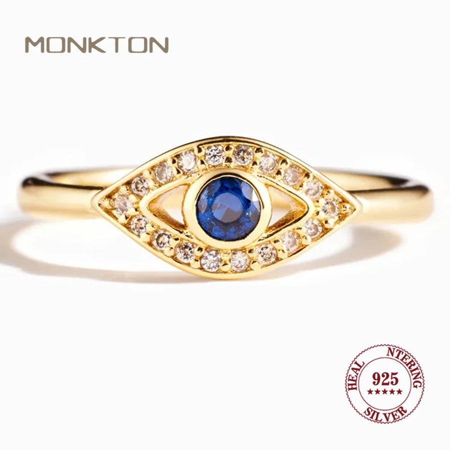 Anillo Ojo Turco Plata y Zafiro Azul