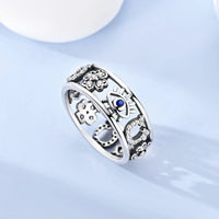 Anillo Ojo Turco, Trébol y Herradura Plata 925