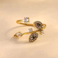 Anillo Ojo Turco Hoja Dorada