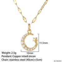 Collar de Donut con forma de corazón para mujer, collares de Luna bohemios, mal de ojo azul, Color dorado, cadena larga de acero inoxidable, gargantillas de serpiente nuevas