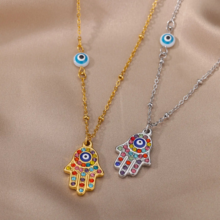 Hamsa-collar de mal de ojo para mujer, cadena de ojo de Color dorado turco, gargantilla de Navidad, accesorios de joyería, regalo
