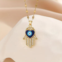 Collar de ojo de diablo para hombres y mujeres, chapado en oro de 18k, gota de aceite de palma, joyería de circón de colores, colores aleatorios, nuevo