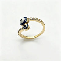 Anillo Ojo Turco Azul Oro y Plata