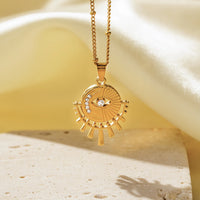 Collar de ojo con diseño de nicho, cadena de suéter con colgante de ojo de sol de acero de titanio personalizado