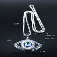 Collar y Pulsera de Acero Inoxidable con Ojo Turco y Hamsa Islámica, Joyería Griega, N1137S02
