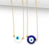 Collar de cuentas de ojo de la suerte para hombres y mujeres, cadena de cuentas de bola redonda de cobre, joyería de moda, aceite de gota de vidrio, turco, mal de ojo