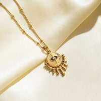 Collar de ojo con diseño de nicho, cadena de suéter con colgante de ojo de sol de acero de titanio personalizado