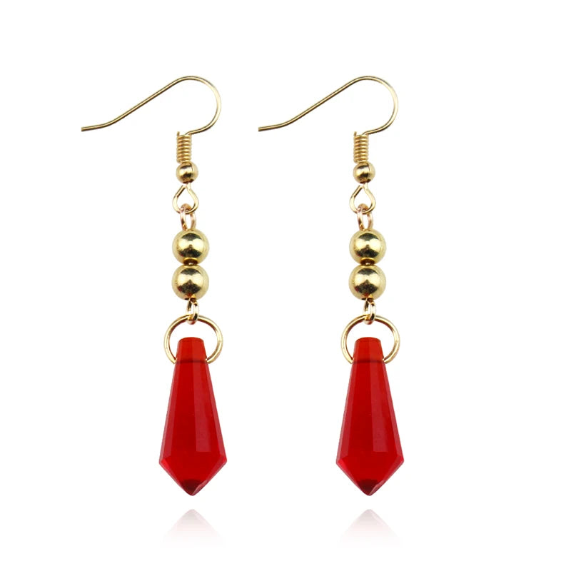 Pendientes de Cristal Rojo Creativos de Genshin, Joyería de Moda de Anime, Pin para Oreja de Cosplay, Pendientes para Hombre y Mujer, Accesorios, Regalos
