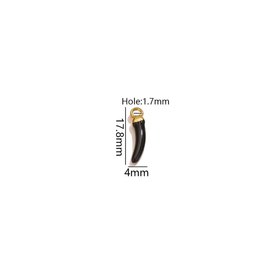 5PCS Dijes de chile de acero inoxidable 18K esmaltados y chapados en oro, materiales y accesorios para la fabricación de joyas, collares y pendientes DIY, venta al por mayor